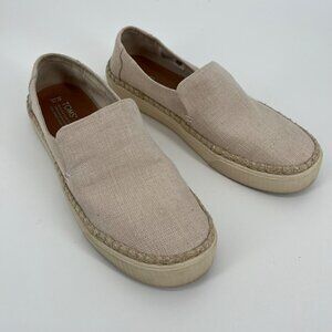 Toms Women Sunset Slip On Shoes Size 10 Beige Canvas Lifestyle Sneakers 10011801